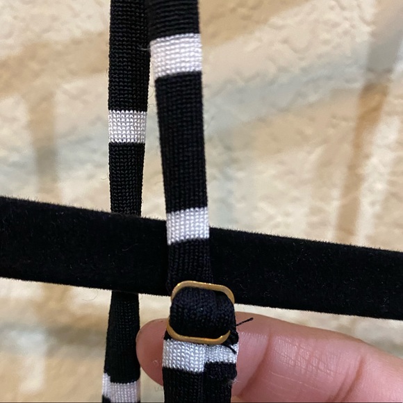 Cache Black & White Stripe Slip On Stretch Summer Simple Spaghetti Strap Dress S - Picture 5 of 15